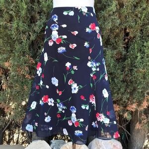 Chaps Floral Midi Skirt Womens Size 29 Inch Waist